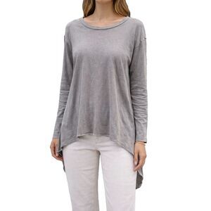 Frank & Eileen Tee Lab Long Sleeve High Low Gray Cotton Top Size S